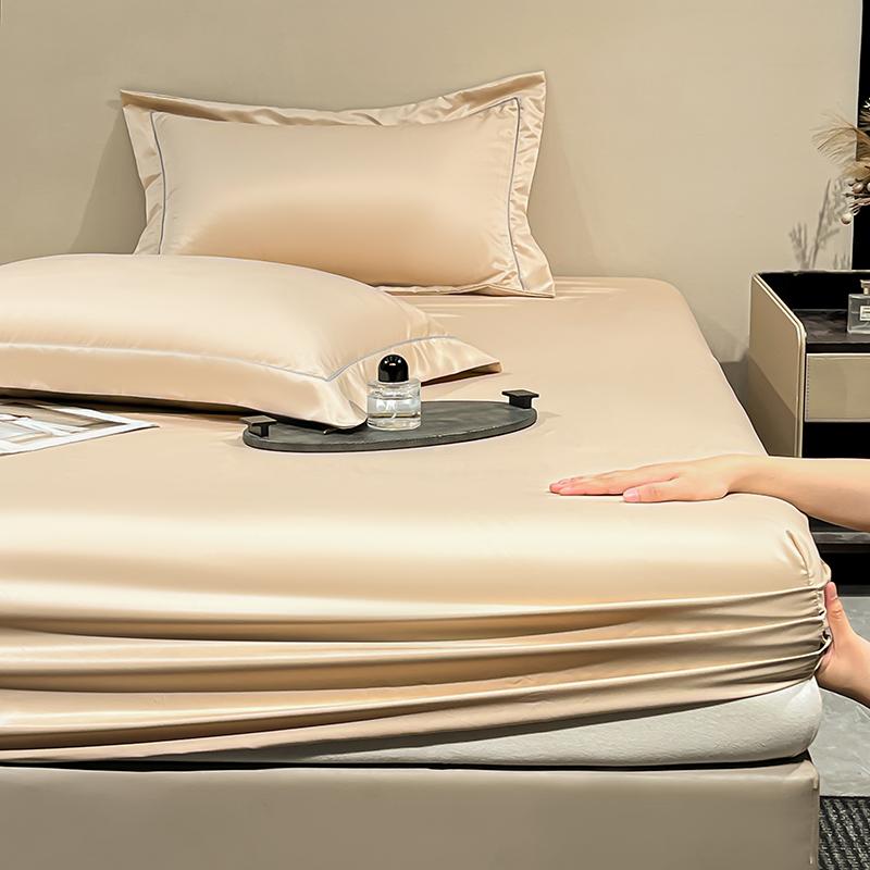 Smooth Mulberry Silk Fitted Sheet High End Ice Silk Mattress Cover with Elastic Bands for Single Double Queen King Bed 140/160