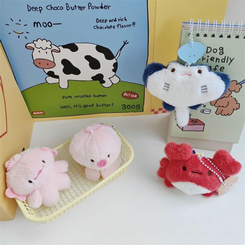 Ray Fish Plush Doll Keychain Plush Funny Fish Pendant Kawaii Marine Organisms Key Chain  Unisex