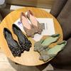 Fashion Pearl Flats Party Spring Summer Pointed Toe Slip On Sexy Lady Loafers Sandals Rhinestones Women Flat Heel Crystal Shoes