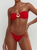 1011 European and American women's solid color metal accessories tube top removable shoulder strap elegant backless bikini swimsuit