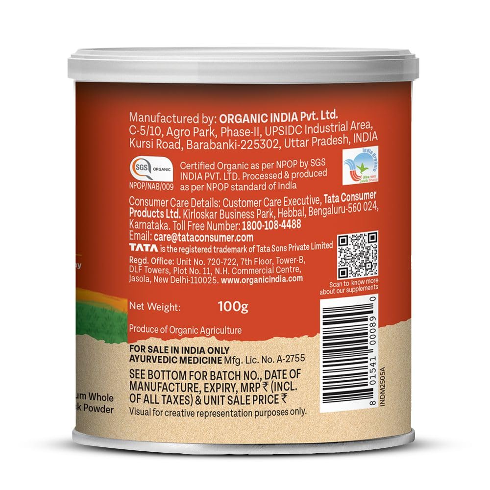 Organic India Sat Isabgol Pre & Probiotic Fibre Powder Orange 100g for Digestion and Gut Health