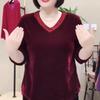 New Fashionable Loose Velvet Top for Women V-neck Solid Color Retro Elegant Pullover