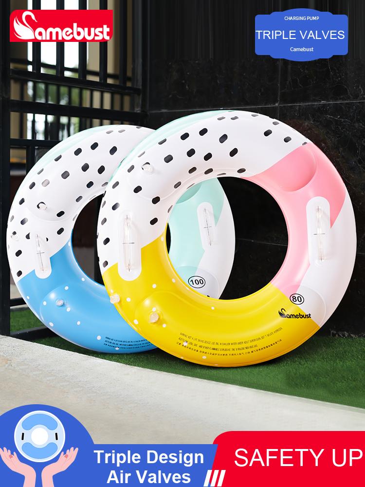 Camebust Три-воздушных подушки плавательный круг для взрослых надувной спасательный круг большой плавающий круг Macaron взрослый круг для начинающих плавательные трубки