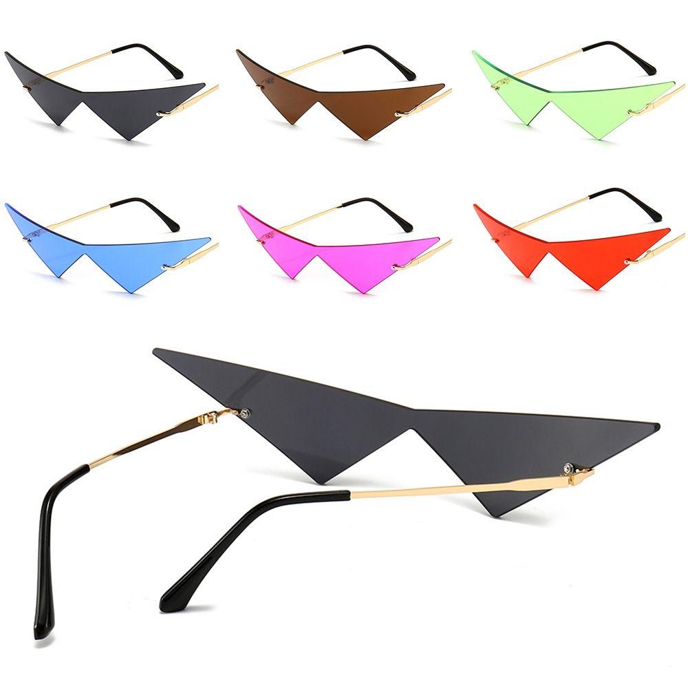 UV400 Rimless Oversized Ocean Lens Eyewear Women Triangle Sunglasses Sunglasses Sun Glasses