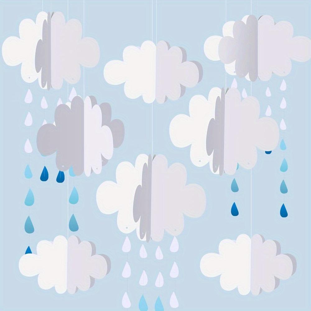 6 шт. 3D-подвесные украшения в виде облаков, бумажные искусственные облака и реквизит для капель дождя, потолочные украшения для свадьбы своими руками