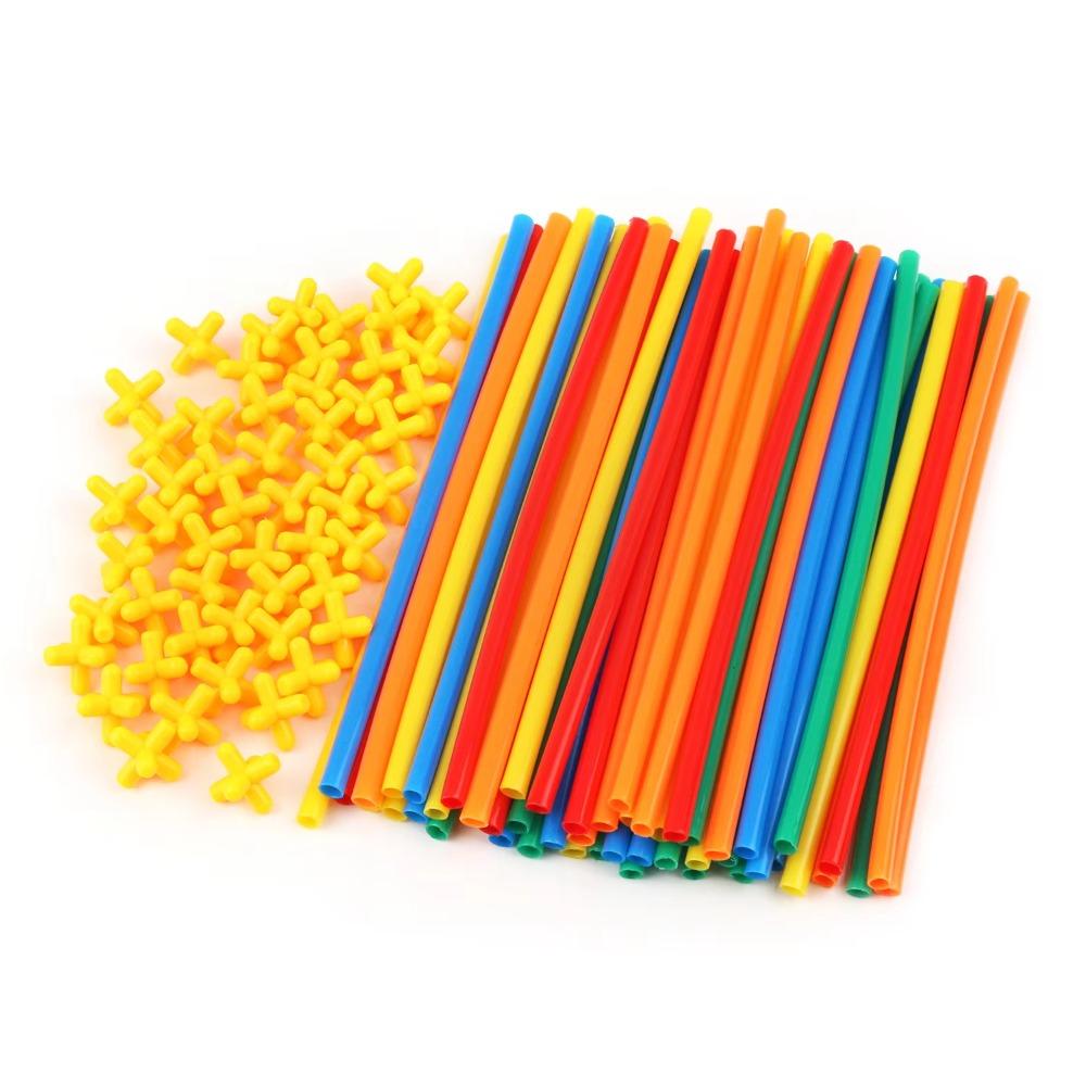 300pcs Engineering Educational Puzzle Colorful Straw Toy House Space Construction