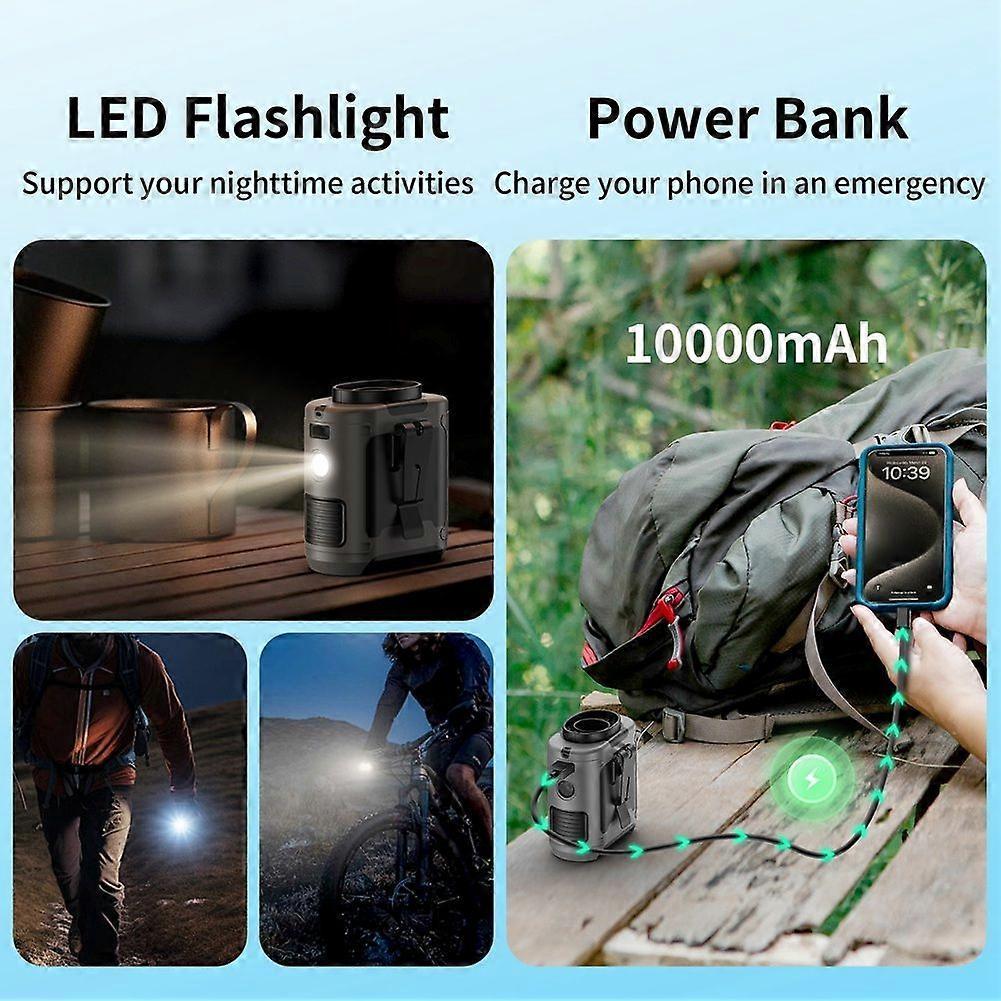 20000mAh Outdoor Portable Waist Fan Hanging Neck Fan Strong Wind with Power Bank for Sports Courier Outdoor Working