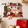 Christmas Party Scene Decoration Kitchen Wall Sticker, Self Adhesive PVC Decal, Festive Utensils Easy Apply Holiday Art Seasonal Holly Gingerbread Man