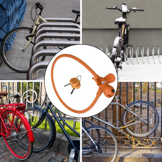Велосипедный замок с ключами, милый тросовый замок с печеньем и собакой, противоугонный велосипедный замок с силиконовым покрытием для велосипедного шлема, двери скейтборда