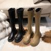 New Korean Platform Knight Boots for Women Autumn Winter Designer Soft-soled Leather Women Shoes Fashion Knee-high Boots Female