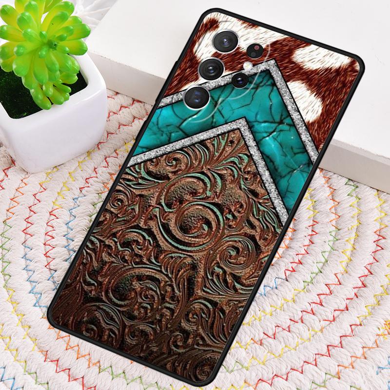 Brown Tooled Leather Pattern Phone Case for Samsung Galaxy note 10 pro S26 Ultra S23 S24 FE S25 S21 S22 PLUS shockproof Cove