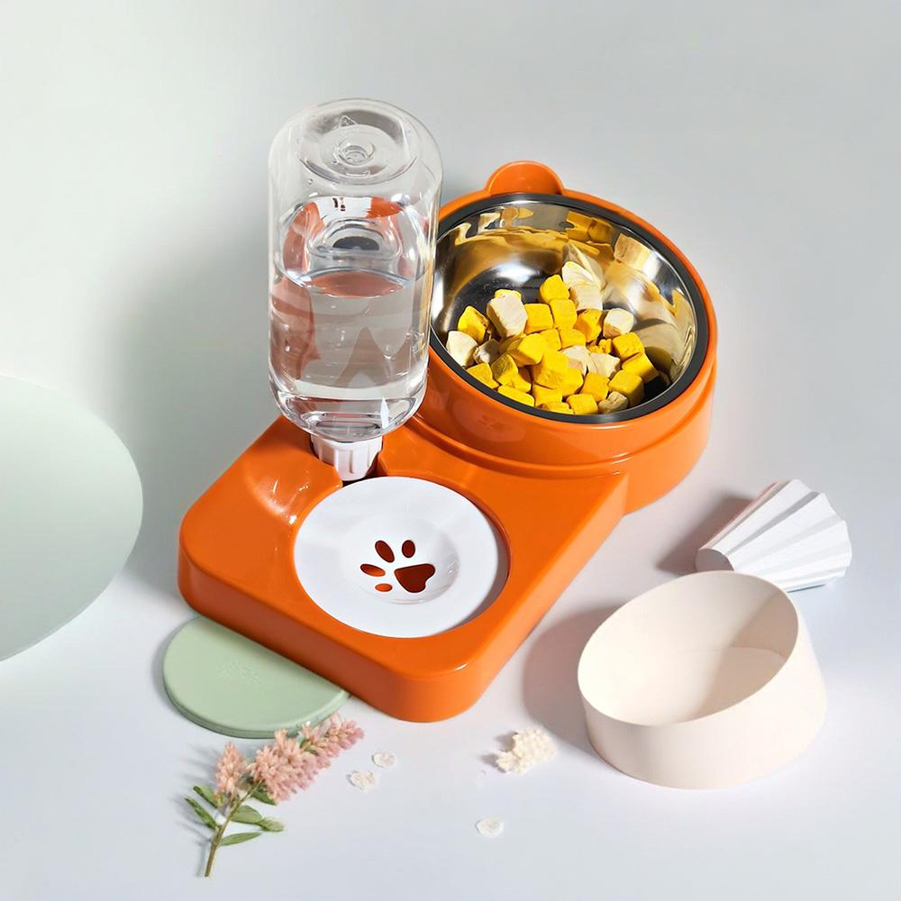 Pet Water & Food Bowl Set - Double Bowl Dog/Cat Feeder, Anti-Spill Pet Dish, Essential Pet Supplies