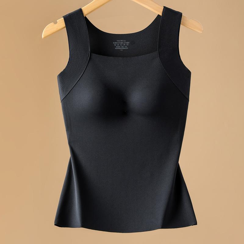 Осенне-зимний теплый жилет жилет с интегрированной фиксированной чашкой, облегающий внутренний крой с немаркой основой, широкие плечи, без рукавов, согревающая теплая одежда