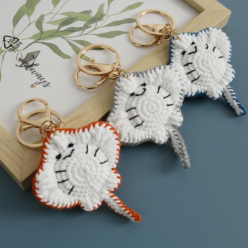 Креативный вязаный брелок в виде ската, морские вязаные крючком подвески, милый брелок ручной работы, декор для сумки