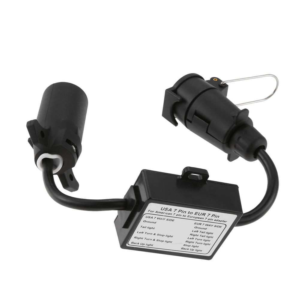 1Pc ABS Trailer Light Converter US 7 Way Blade Socket to EU 7-Pin Round Plug Separate Stop Tail Signal for Caravan Boat Bike