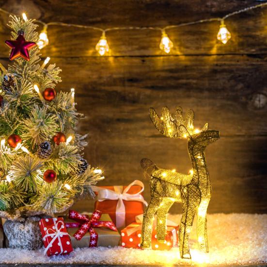 Светящаяся фигурка оленя 3D металлическая стоящая статуя оленя со светодиодной подсветкой