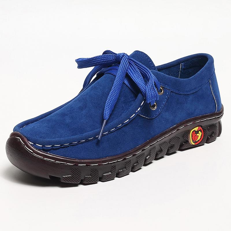 Женские кроссовки на платформе, осенние мокасины из искусственной замши с мягкой подошвой, женские однотонные нескользящие туфли на плоском каблуке, повседневная спортивная обувь