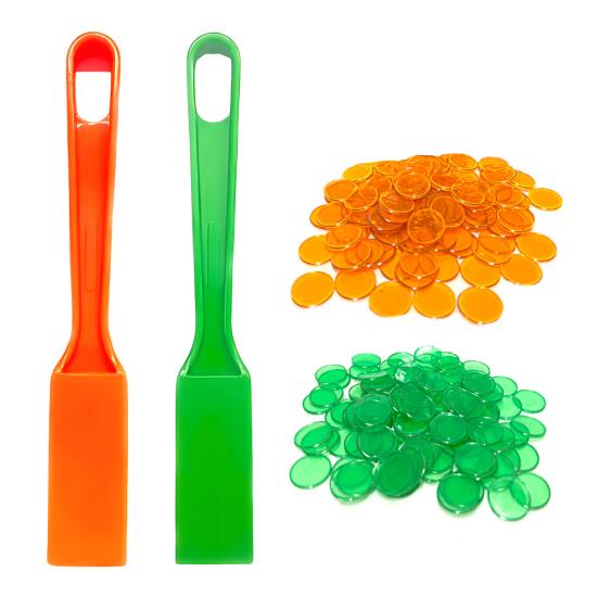 1 Набор магнитных палочек с 200 фишками для бинго, разноцветные прозрачные диски-жетоны с металлическим кольцом, для изучения математики