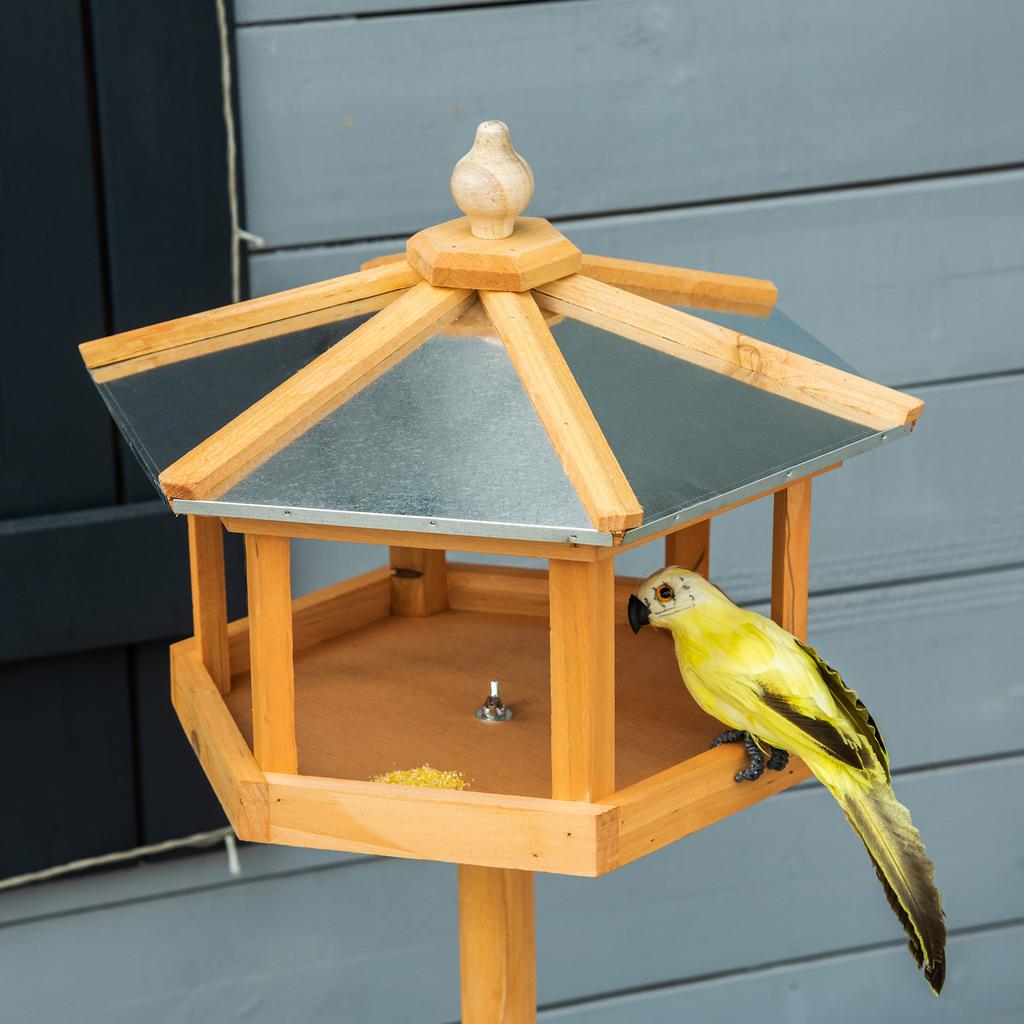 Birdhouse with Stand Weatherproof Bird Feeder House with Weatherproof Zinc Roof Feeder House Made of Wood for Wild Birds 40 x 40 x 113 cm Yellow