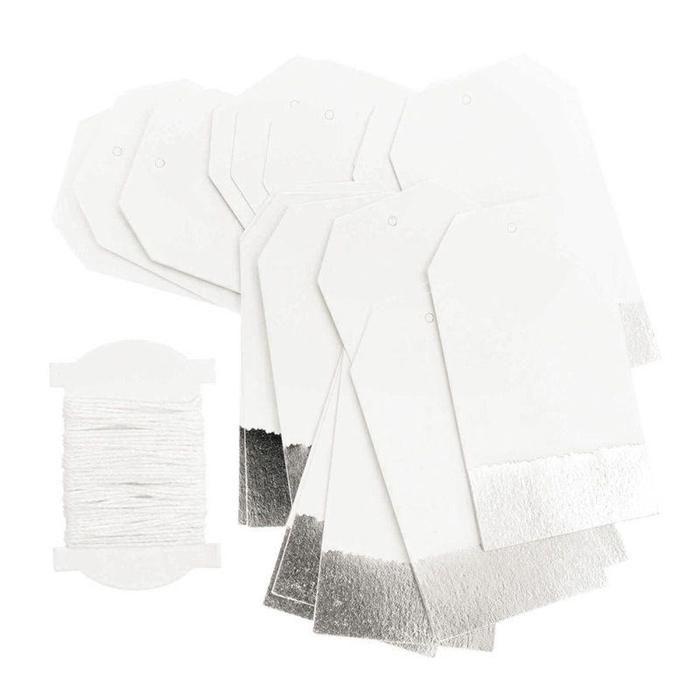 Pendentifs - RICO DESIGN - 24 étiquettes à suspendre - Blanc - Argenté - Personnalisables