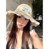 Шикарная соломенная бежевая шляпа от солнца с красивым бантом и кружевной отделкой, повседневная одежда, весна