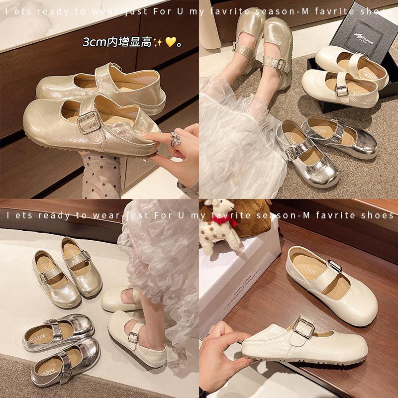 2025 лето новые неглубокие туфли-лодочки женские туфли круглый носок низкий каблук липучка модные универсальные маленькие кожаные туфли простой стиль