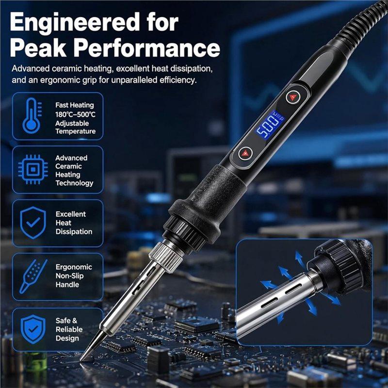 ABKP-Набор паяльника 80 Вт, 13-в-1 с ЖК-дисплеем, EU вилка