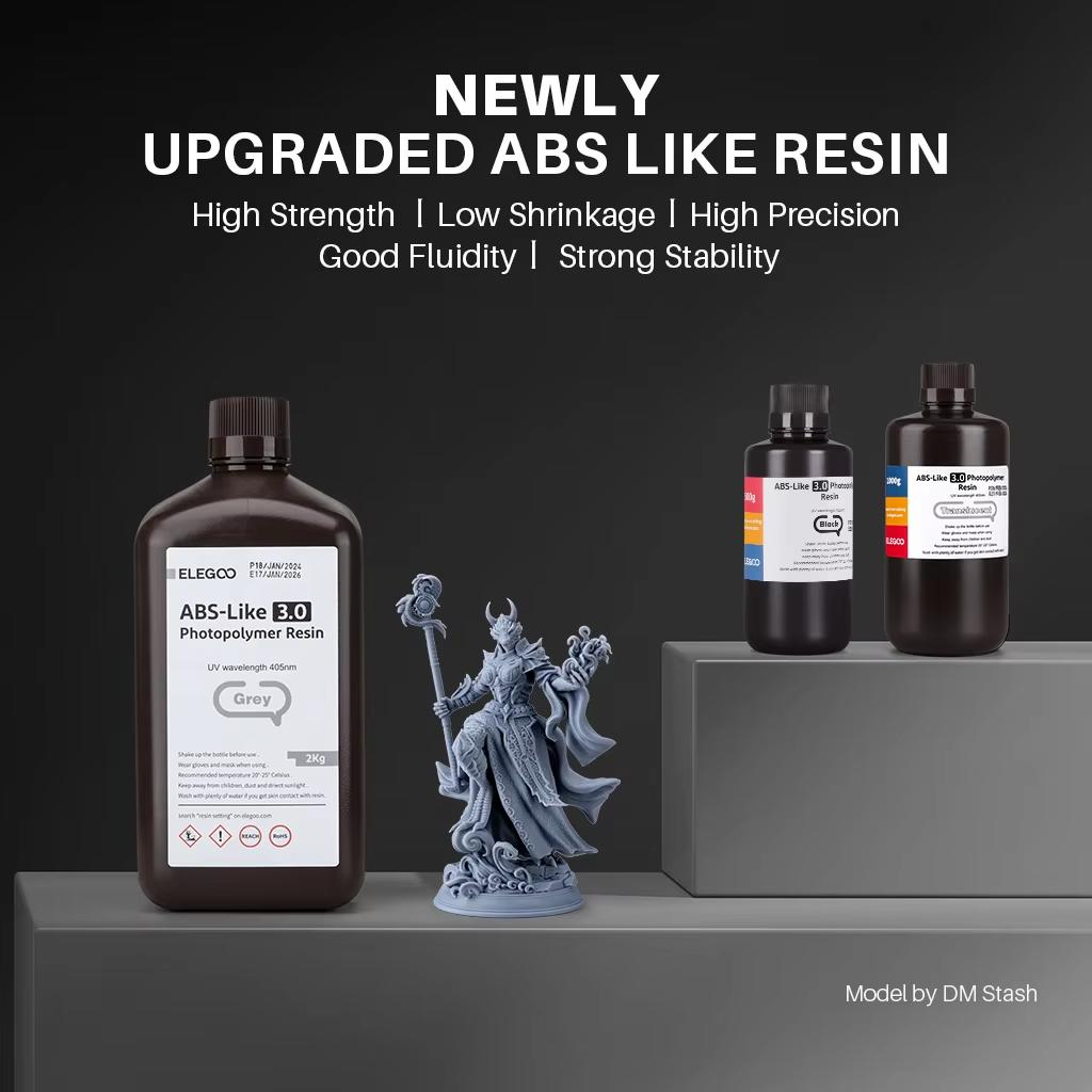 ELEGOO ABS-Like 3.0 3D Printer Resin 1kg,405nm UV-Curing Photopolymer Resin for MSLA LCD 3D Printing with Strength and Toughness