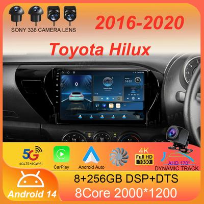 Автомобильное радио Android 14 Carplay Auto 2K экран WIFI+4G мультимедийный плеер для Toyota Hilux 2016-2020 2din автомагнитола стерео головное устройство