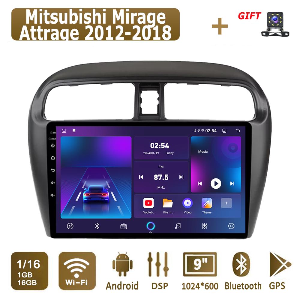 Android Carplay Автомагнитола Для Mitsubishi Mirage Attrage 2012-2018 Мультимедийный Плеер Головное Устройство Стерео GPS Навигация BT WIFI 4+64ГБ
