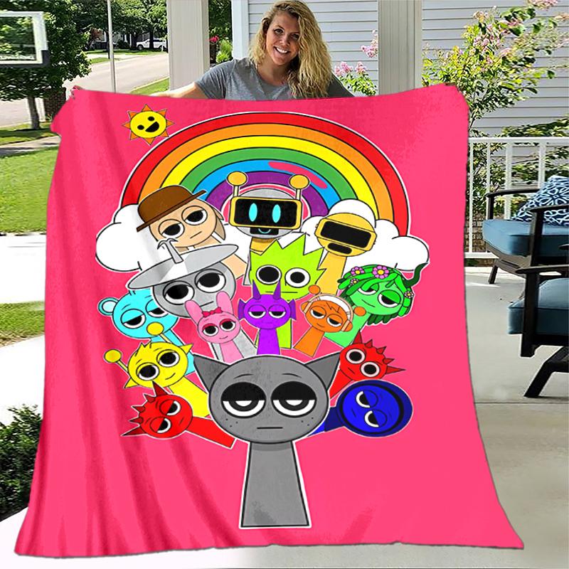 1pc Blanket Sprunki7 Print Design, Lightweight Blanket for Sofa, Bed- Soft &Warm, Gift for All Seasons like Christmas, Halloween