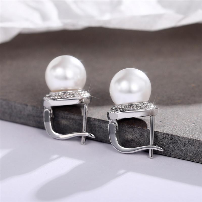 Huitan New Trendy Simulated Pearl Earrings for Women White/Pink Color Bridal Wedding Engagement Earrings Fancy Gift Lady Jewelry