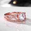 Новый цвет розового золота, двойной штабелируемый набор колец, женские шикарные аксессуары, полный цирконий, женские вечерние украшения, эстетические кольца из 2 шт.