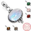 Подвеска из стерлингового серебра 925 пробы Женская Драгоценный камень Ручная работа Ювелирные изделия Свадебный подарок Малахит Лунный камень Розовый кварц Красный камень Дымчатый топаз Тигровый глаз Винтаж