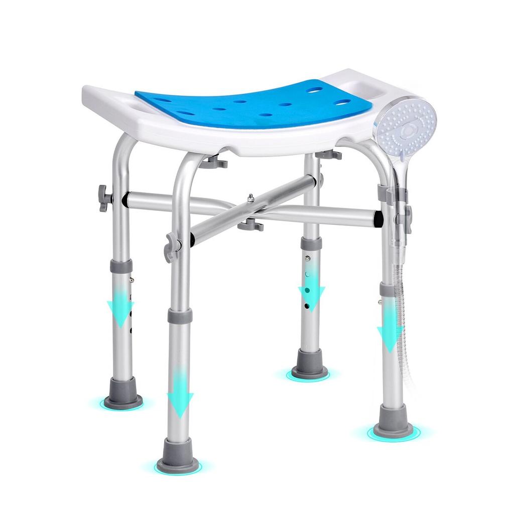 Shower Chair, Adjustable Height Shower Stool with Crossbar Support, Shower Seat for Inside Shower or Tub, Non-Slip Bench Bathtub Stool Seat for