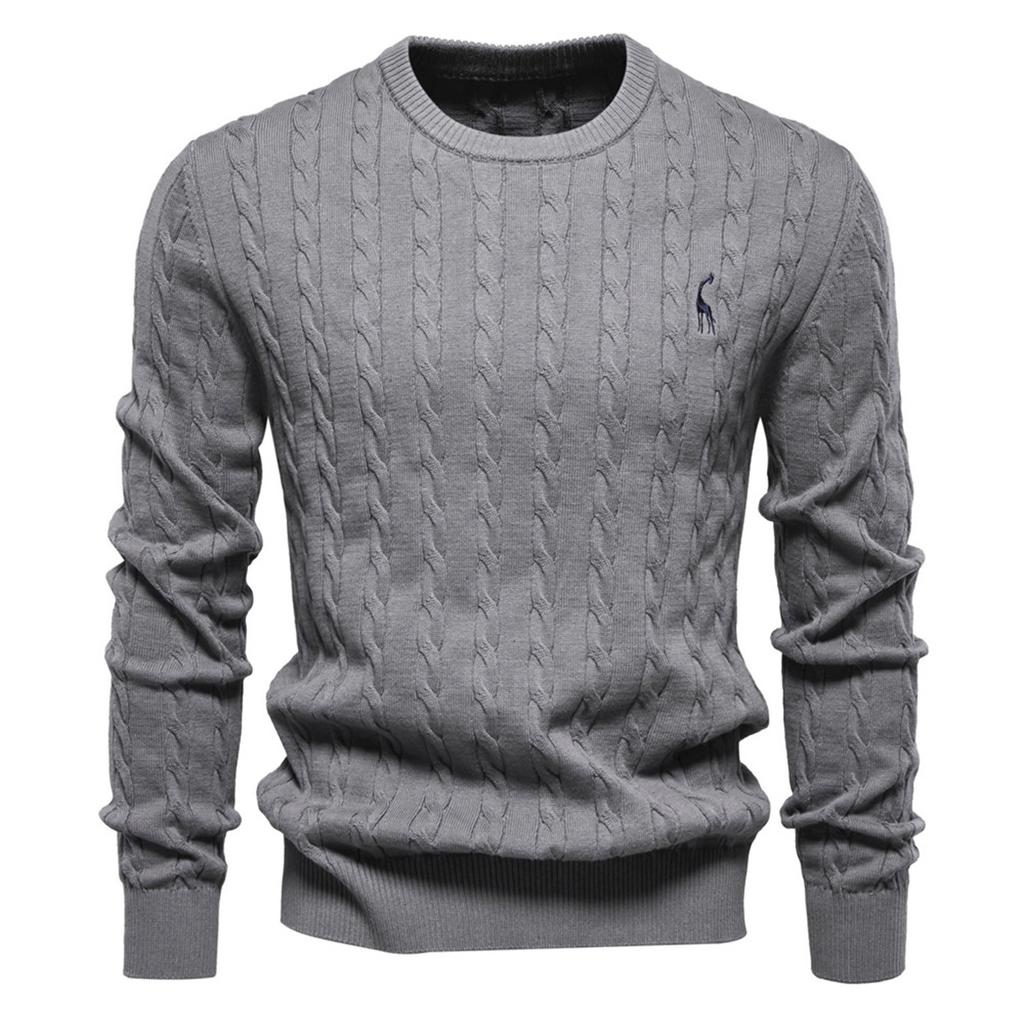 Men's Autumn Long Sleeve Solid Color Sweater Men's Loose Solid Color Round Neck Casual Sweater