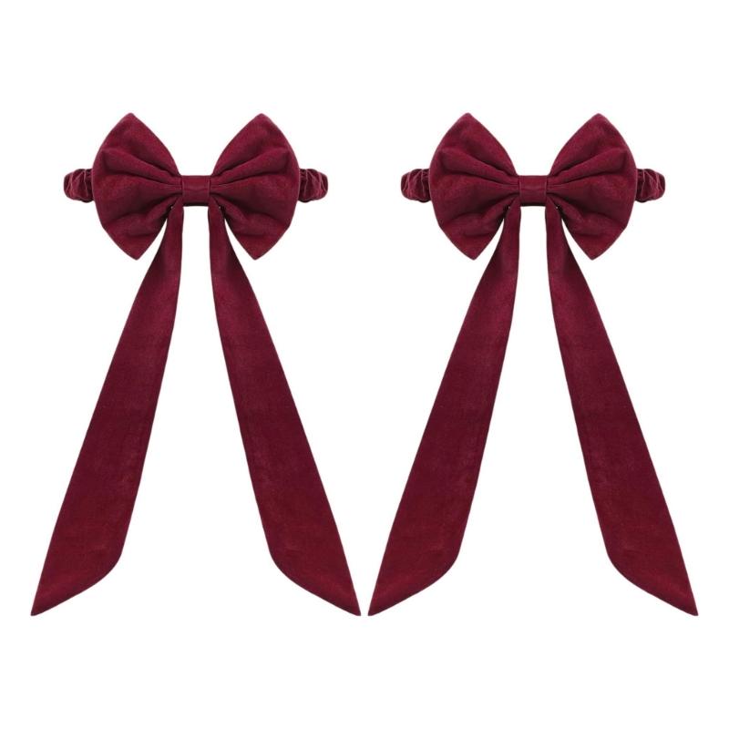 Christmas Velvet Chair Bows Tie Chair Back Ribbons Sashes Set for Weddings and Event for Enhancing Venue Elegances