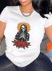 Womens Halloween TShirt Comfortable Crew Neck Casual Cotton Blend ShortSleeves Soft Breathable Top W