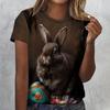 Летний топ с круглым вырезом и 3D-принтом в виде цветов, животных и кроликов, модные повседневные женские футболки с короткими рукавами