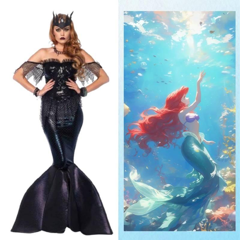 Костюм принцессы-русалки с длинным платьем на тему горячего фильма для сценического выступления и ролевой игры