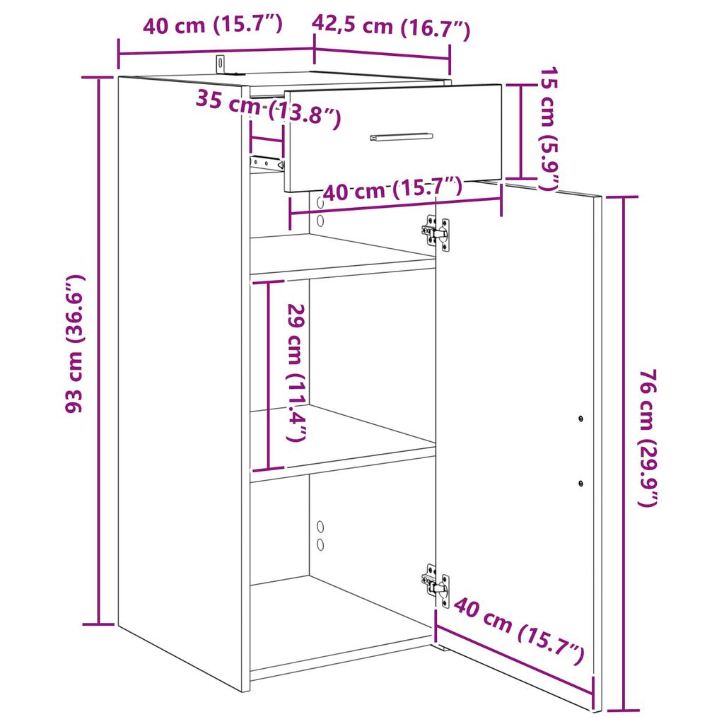 Storage Cabinet Black Oak 40 x 42.5 x 93 cm