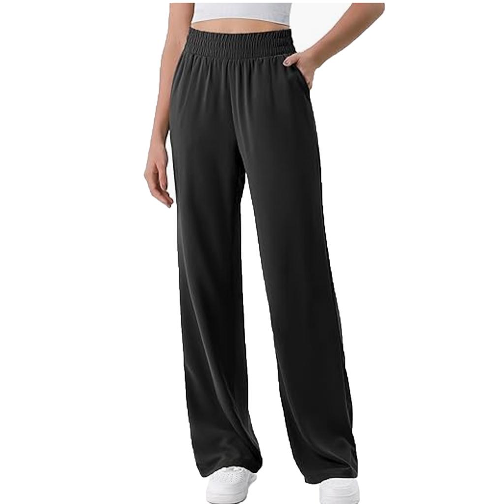 Женские широкие брюки, летние повседневные свободные брюки с эластичной резинкой на талии, брюки для йоги с карманами