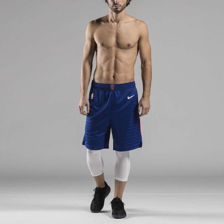 Nike Спортивные баскетбольные шорты SW Fan Edition Los Angeles Clippers с тканевой аппликацией, повседневные, мужские шорты, синие AJ5614-495