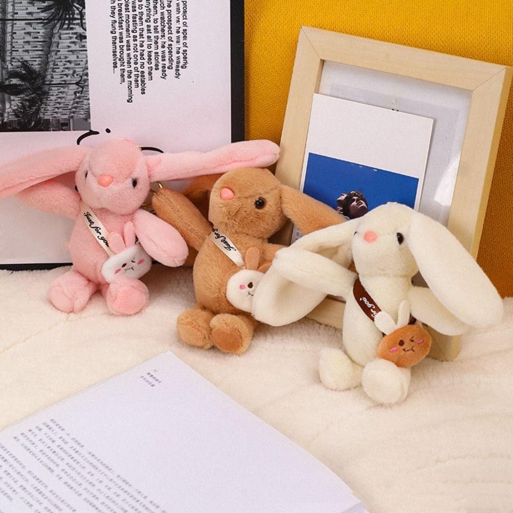 Big Ears Plush Rabbit Dolls Bag Hanging Car Keyring Fashion Bunny Plush Keychain  Backpack Pendant