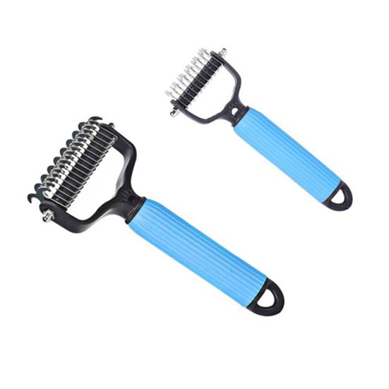 Расческа для распутывания колтунов для домашних животных Ручная расческа для подшерстка для собак и кошек Двусторонняя нержавеющая сталь