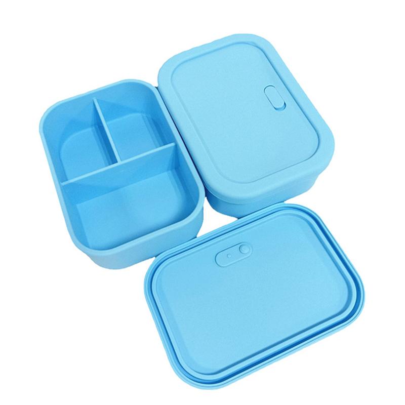 Силиконовая герметичная коробка для ланча и хранения свежих продуктов, трехсекционная коробка для детского питания пищевого качества