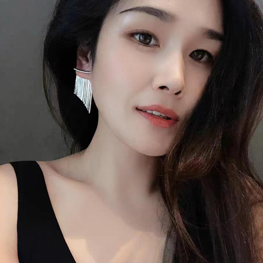 Stylish Metal Dangle Earrings Unique Bling Long Tassels Ear Rings Eye Catching Fringe Eardrops Accessories for Women