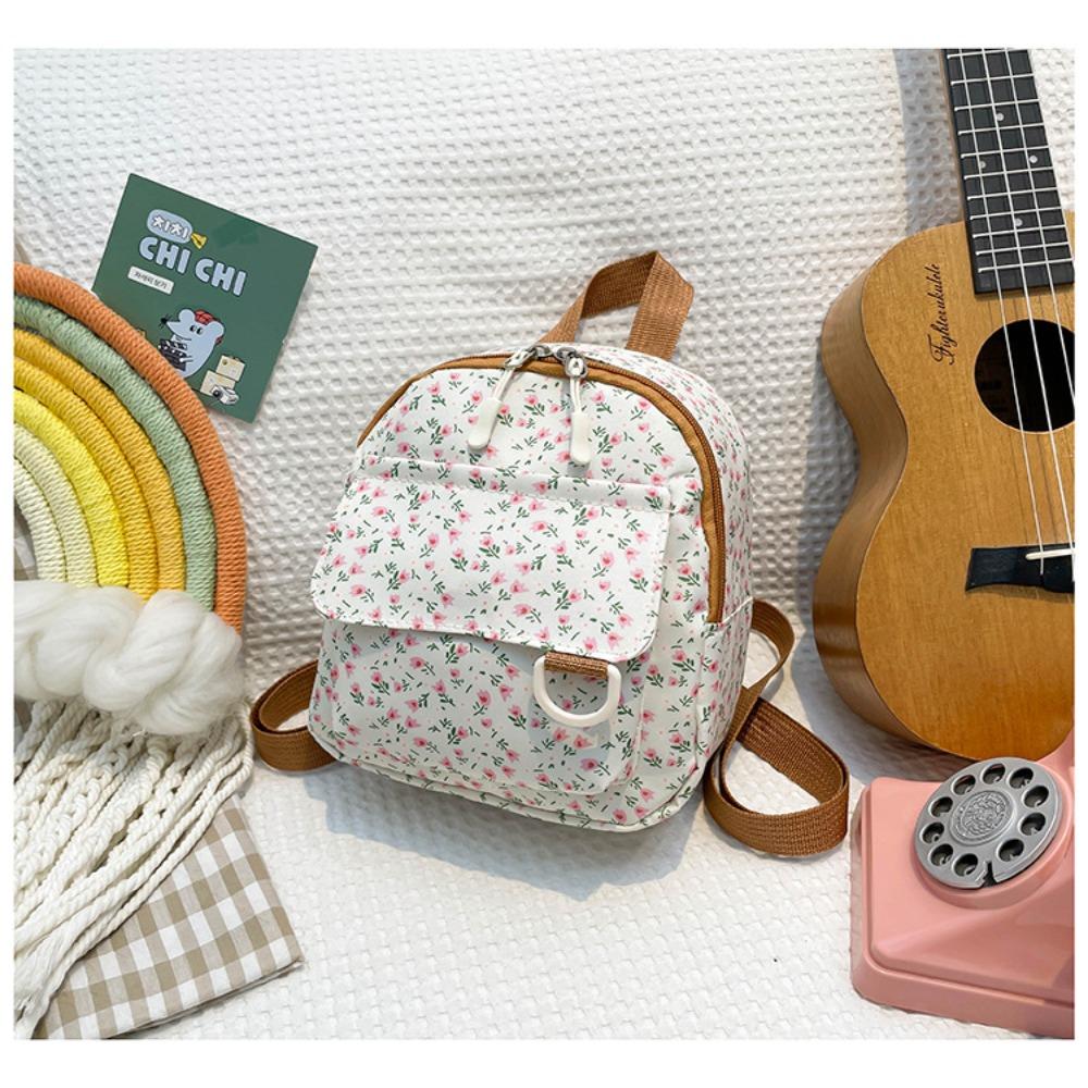 Students Mini Backpack Canvas Small Backpack Fashion Floral Backpack for Girls