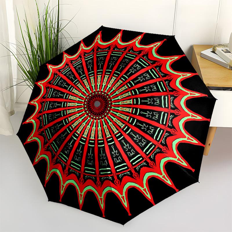 1pc Mandala Artwork Automatic Open/Close Umbrella - Portable Collapsible Umbrella with 8-Rib Stability, Fashion Lovers yy251017152