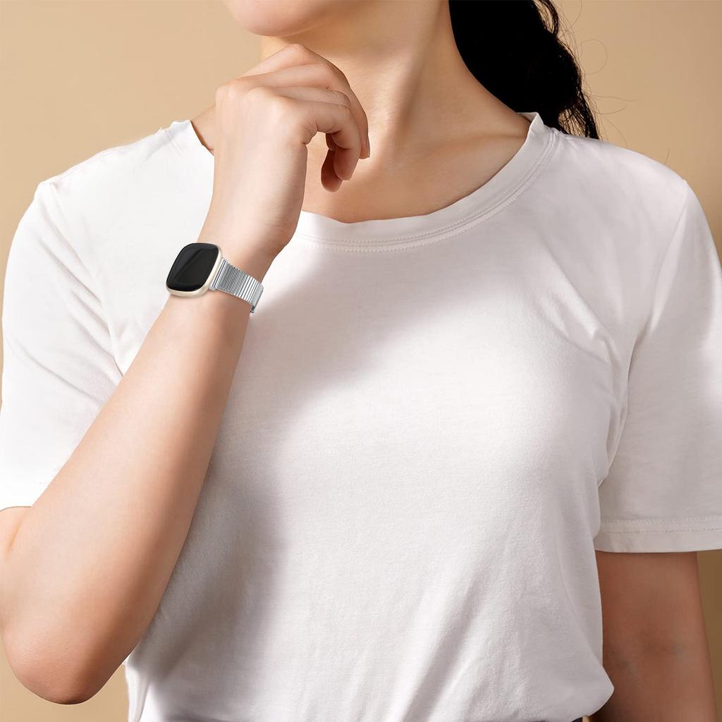 Для Fitbit Versa 4/Sense 2 Регулируемый ремешок для смарт-часов из нержавеющей стали Запасной браслет